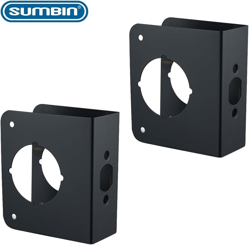 SUMBIN Door Reinforcement Plate 1-3/8" Thick with 2-3/8" Backset 2-1/8" Bore in Black Fit Combo Lock Hotel in Matt Black Finish (2PCS) - Image 2